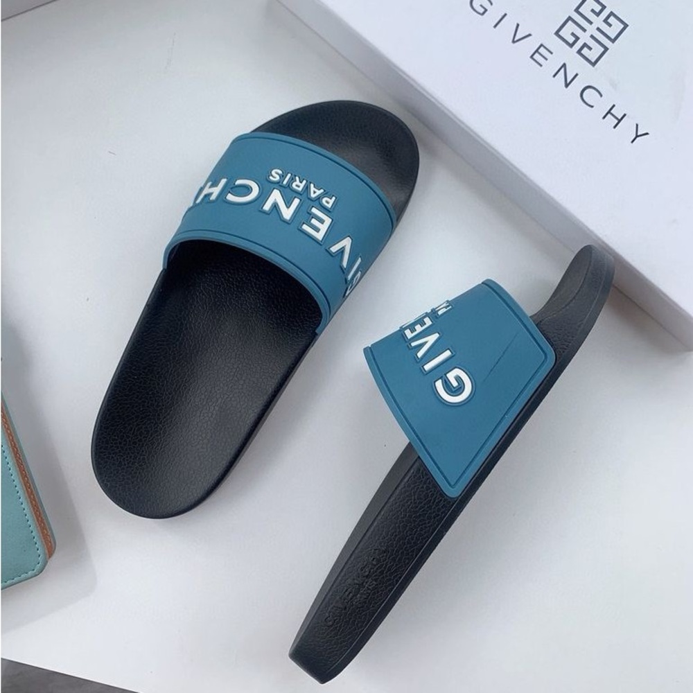 Givenchy Men's Black and Blue Slide Sandals